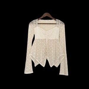 Good Days Project Ivory Lace‎ Peplum Top Small Bell Sleeve